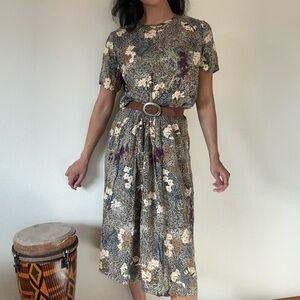 vintage Floral Print skirtset